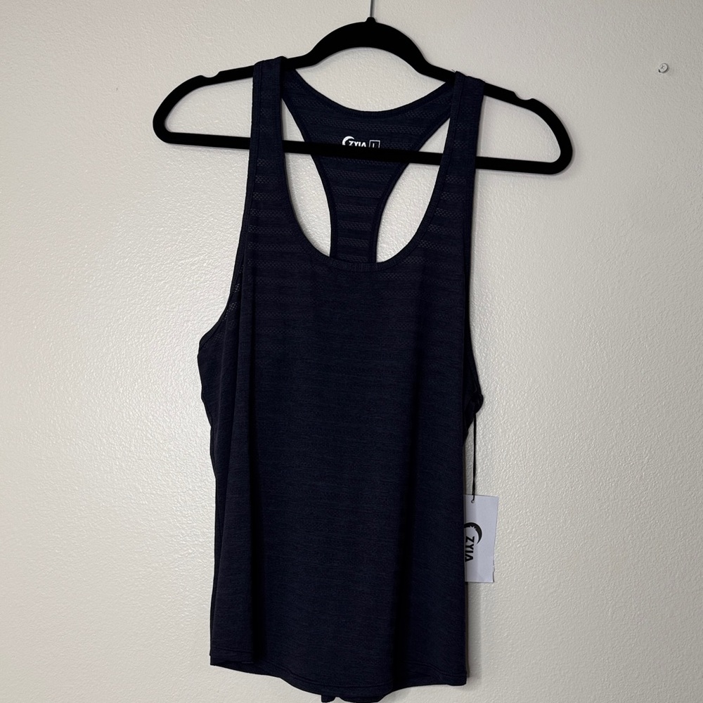 Zyia active Women's Navy Cubana Tank Top racerback athletic running Large